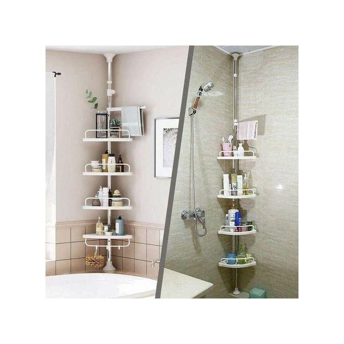 4 Layer Multi Corner shelf Tension Pole-Bathroom Organizer