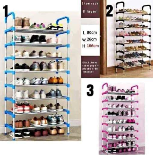 8 /6 layer/tier Adjustable metallic shoe rack