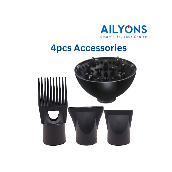 AILYONS U1 Professional Hair Blow Dry Hair Dryer With 4pcs Beauty Accessories - 2400W (1YR WRTY)