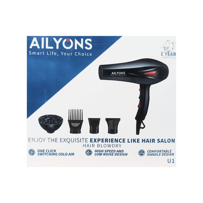 AILYONS U1 Professional Hair Blow Dry Hair Dryer With 4pcs Beauty Accessories - 2400W (1YR WRTY)