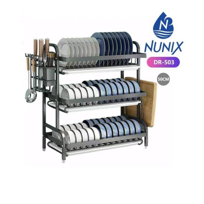 Nunix Dishrack Multifunctional Bowl Rack Stainless Steel 3 Tier, DR 503