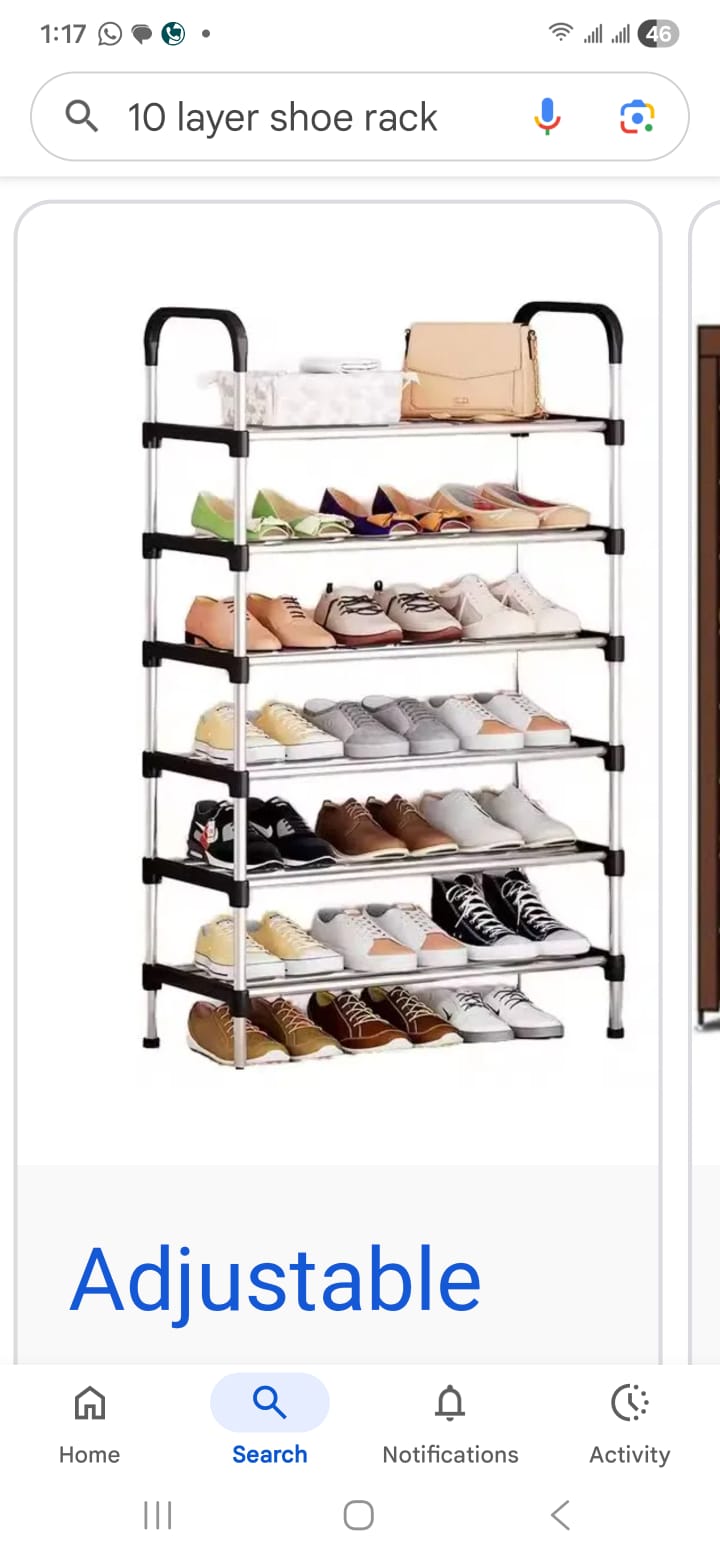 6-Layer Shoe Rack – Organize your footwear the smart way! Designed with six spacious tiers, it neatly stores sneakers, heels, sandals, and more while saving valuable floor space. Built with a sturdy f
