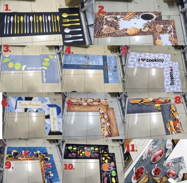 2-Piece Absorbent Kitchen Mat Set Rubber Backing, Skid-Resistant Base  Large & Small Sizes for Safe, Stylish Cooking Spaces Big size -120 by 40cm Small size -60 by 40cm