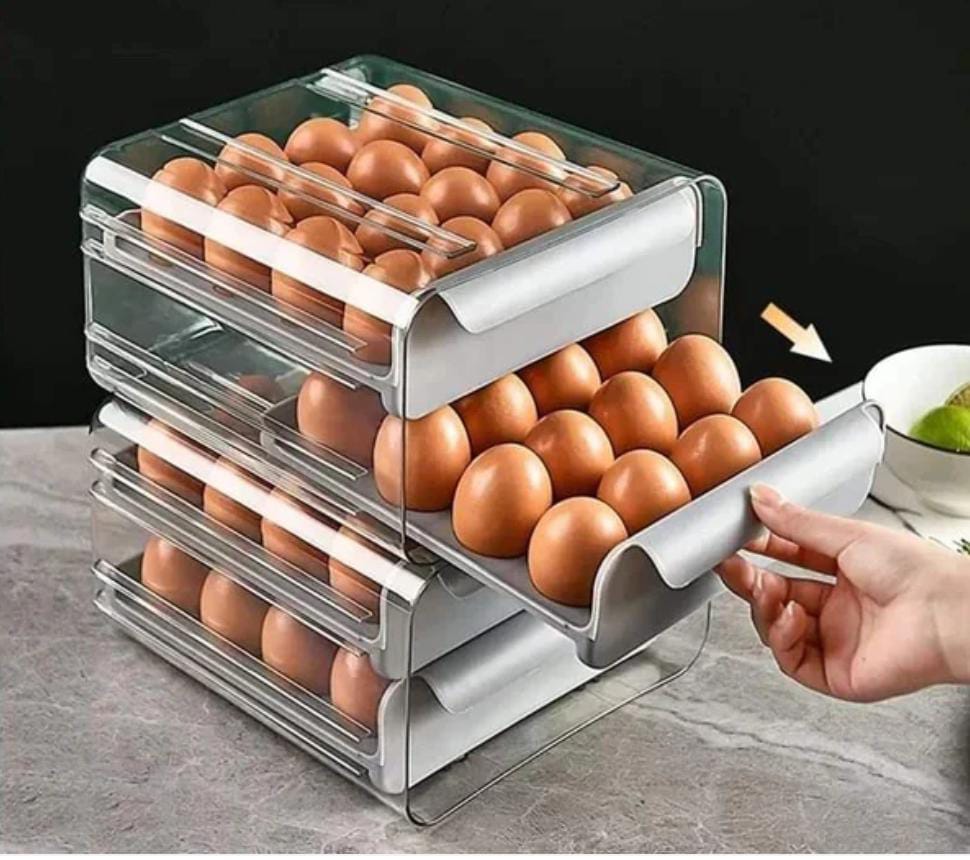 RESTOCKED 32 Egg Storage Container Space-Saving, Stackable & Freshness Locking Design