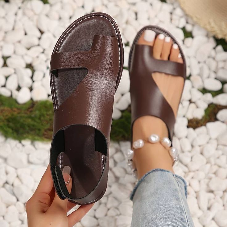 Ladies Shoes Sandals Flats Sandals Summer New Sandals Women's Casual pure leather Fashion Women Shoes 39-41 Sandals Unisex Student Open Shoe Mom Shoe Latest Shoes Outdoor