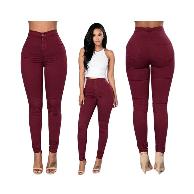 Fashion  3Pack High Waist Body Shaper Jeans Casual Pant Trousers - Black, Green, Maroon