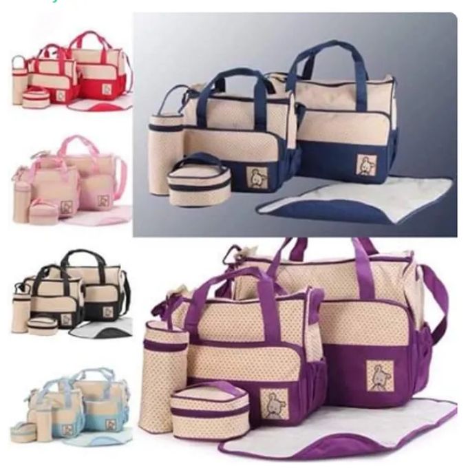 (Black Friday Deal) 5 In 1 Baby Diaper Bag Nappy Changing Pad Travel Mummy Bag