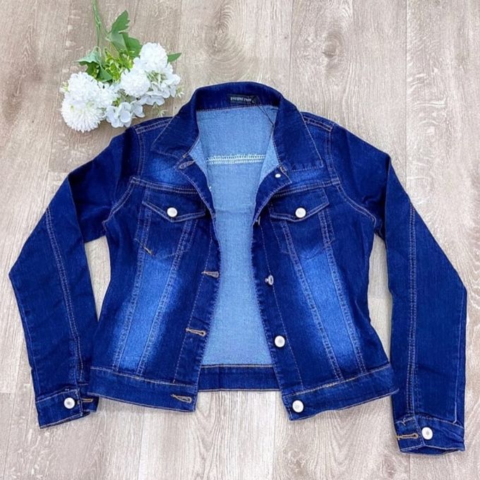 Fashion Navy Blue Women's Casual Long Sleeve Denim Jacket