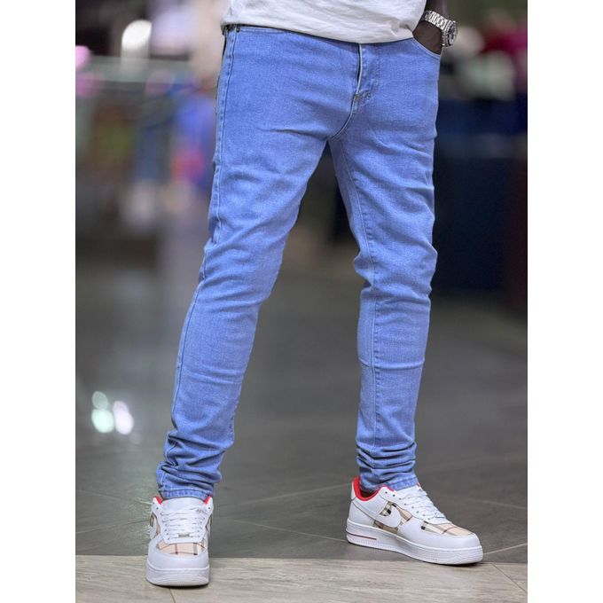 Fashion SKY BLUE PLAIN DENIM JEANS