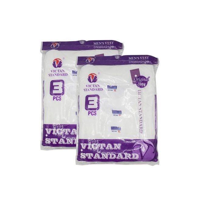 Yarrison 100% Cotton Mens Fitted Vest (3Pcs) - White