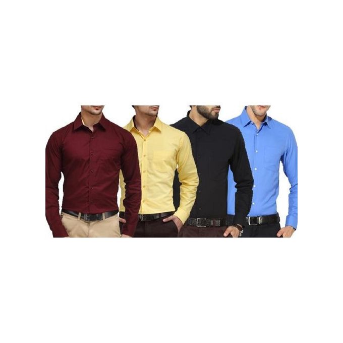 4Pack Men Official Shirts - Slim Fit - 100% Cotton...