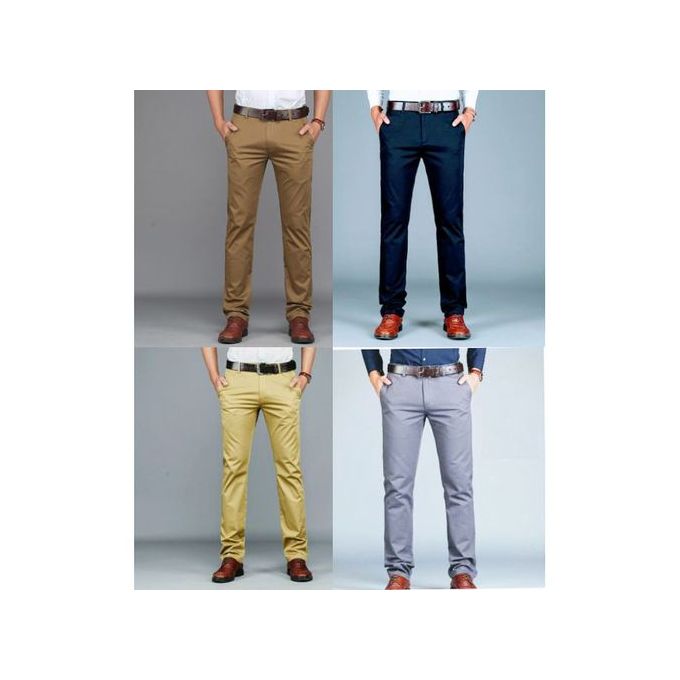 Non-fading Khaki Pants - 4 Pack