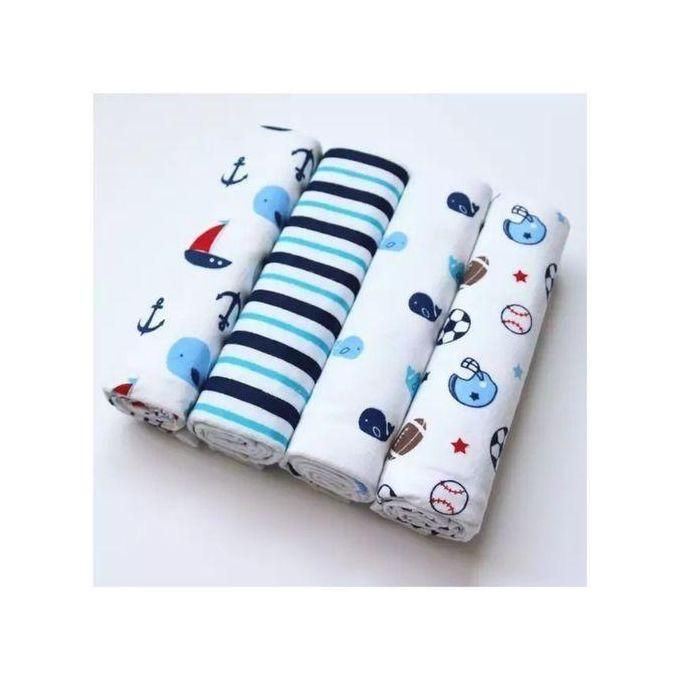 4PC Cotton Baby Shawl Unisex Newborn Baby Flannel Blanket Baby Flannel Receiving Set
