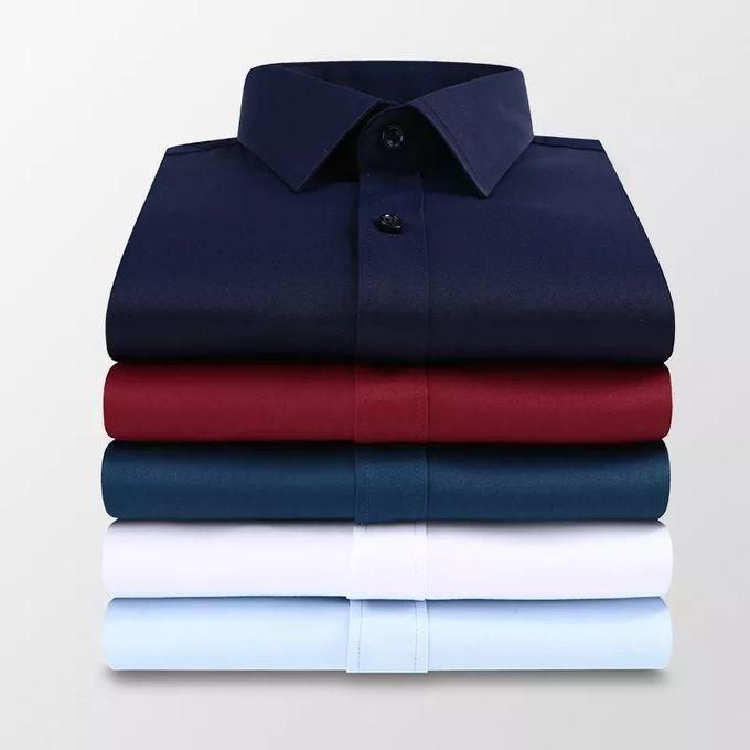 Fashion 5-Piece Set of Men's Official Long-Sleeve Slim Fit Shirts - Premium 100% Cotton, Comfortable and Stylish for Formal and Casual Occasions