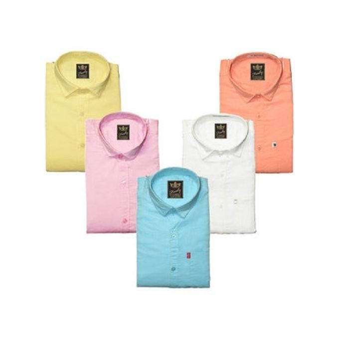 Fashion 5-Piece Set of Men's Official Long-Sleeve Slim Fit Shirts - Premium 100% Cotton, Comfortable and Stylish for Formal and Casual Occasions