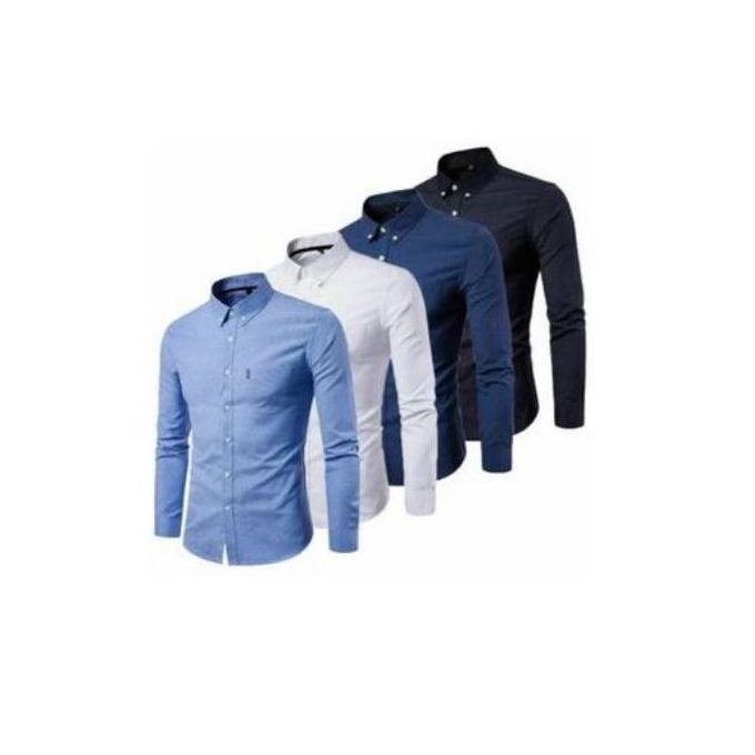 Fashion 5-Piece Set of Men's Official Long-Sleeve Slim Fit Shirts - Premium 100% Cotton, Comfortable and Stylish for Formal and Casual Occasions