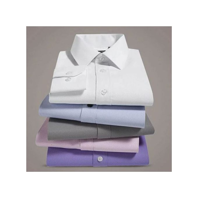 Fashion 5-Piece Set of Men's Official Long-Sleeve Slim Fit Shirts - Premium 100% Cotton, Comfortable and Stylish for Formal and Casual Occasions