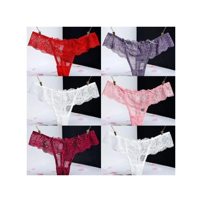 HIGH QUALITY CLEARANCE OFFER FOR LADIES THONG 3PCs Spicy Soft Lace Eyelash Thong Panties