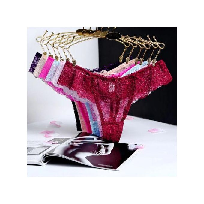 HIGH QUALITY CLEARANCE OFFER FOR LADIES THONG 3PCs Spicy Soft Lace Eyelash Thong Panties