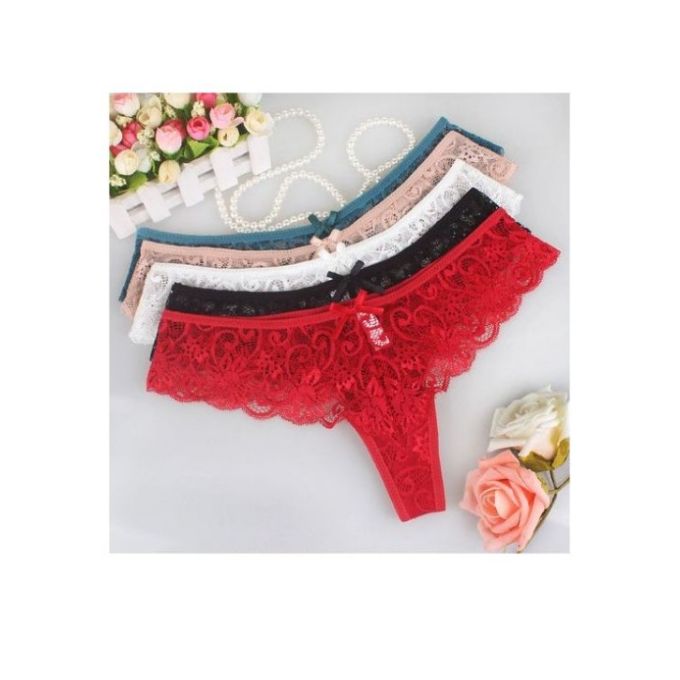 HIGH QUALITY CLEARANCE OFFER FOR LADIES THONG 3PCs Spicy Soft Lace Eyelash Thong Panties