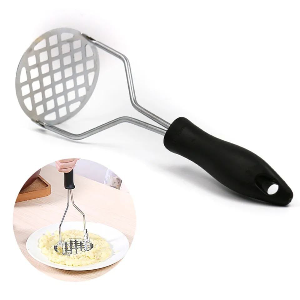 Stainless Potato Masher for Kitchen - Food Steel Masher - Single Handle Fruit Smashers - Heavy Duty Chickpea Smasher - Utensil for Mashed - The mashing head hole is round and without burrs, make the m
