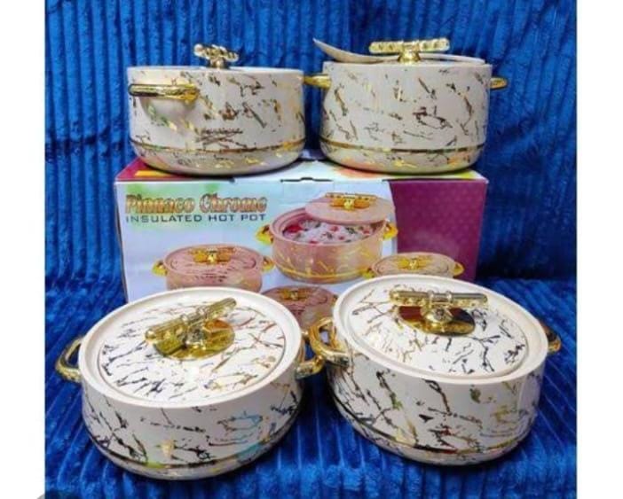 Pinnaco Chrome Hotpot set of 4  Ensure your food stays warm and fresh for up to 6 hours with this sophisticated and stylish 4-piece food warmer server hot pot set. Each pot is insulated with strong, o