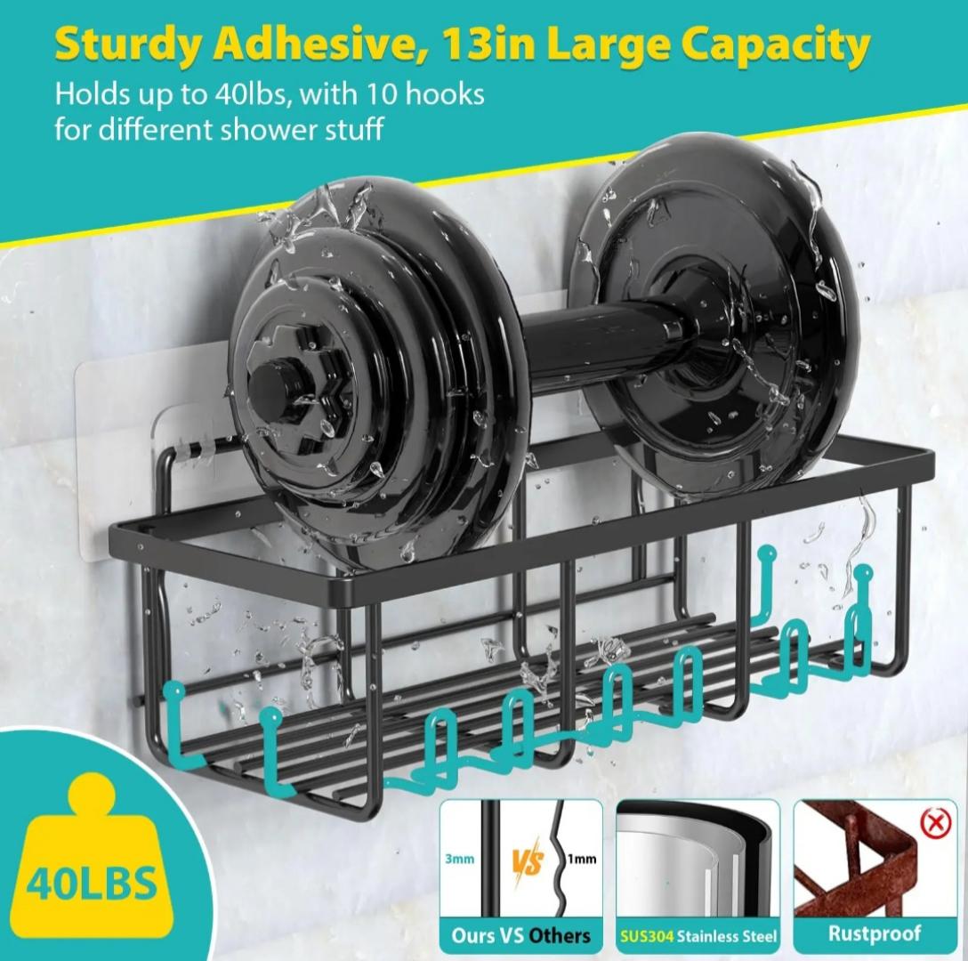 6 pieces  rectangular set shower caddy shelf/bathroom organizer.