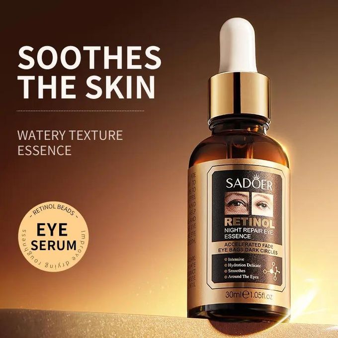 SADOER Retinol Eye Serum - Eye Cream For Dark Circles And Puffy Eyes - Anti Aging Eye Bag Removal Fade Fine Line Wrinkle - Reduce Crow Feet Hydrate Moisturize Essence For Sagging Skin - Suitable For A