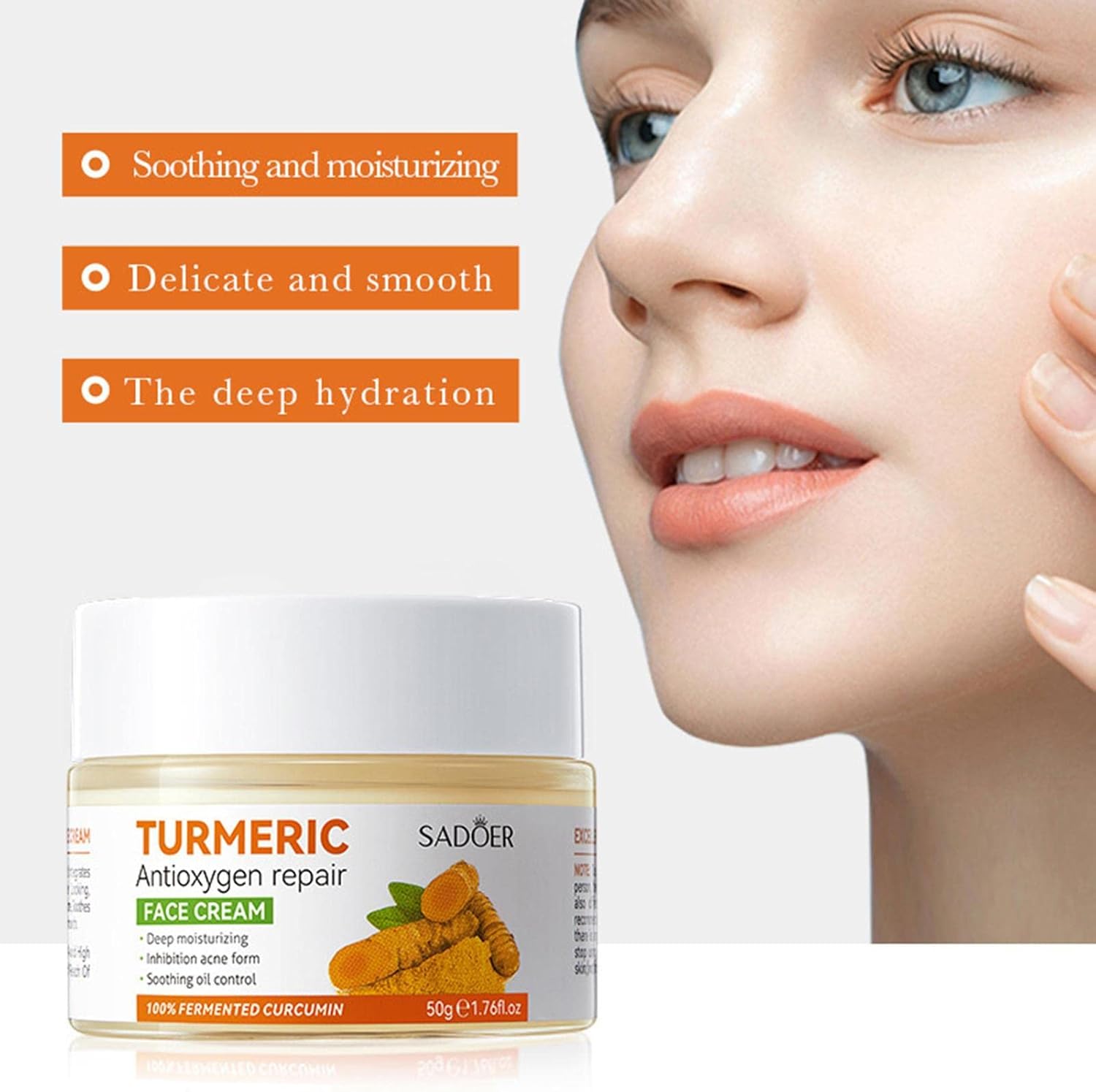 Deep Moisturizing Turmeric Cream For Face - Turmeric Firming & Skin Repairing Cream - Skin Brightening Lotion Cleanses Skin, Evens Tone, Fades Scars, Sun Damage, & Age Spots