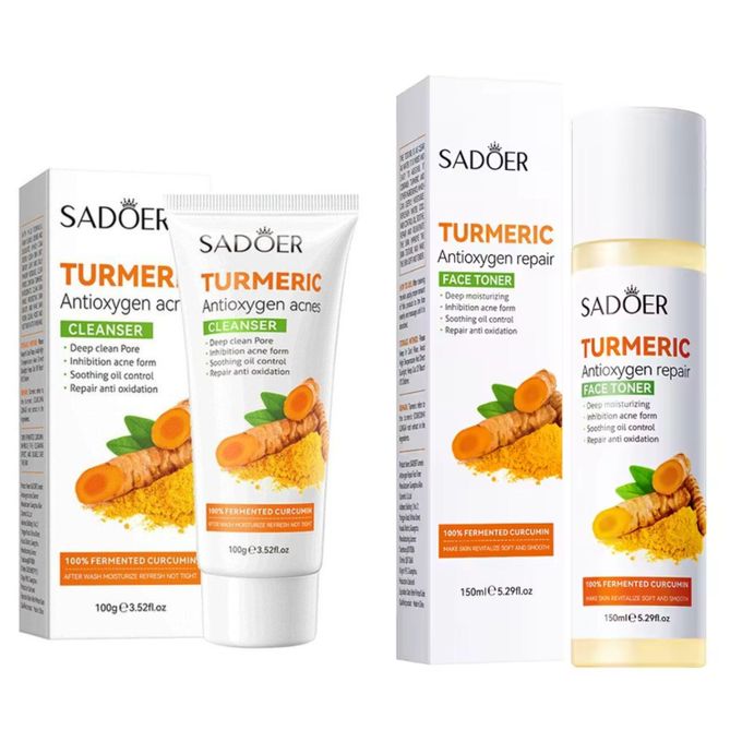 SADOER 2 In 1, Turmeric Cleanser + Tumeric Toner, Combined Tumeric Cleanser And Turmeric Face Toner For Revitalized Skin, Deep Hydration Like Vitamin C, Skin Soothing, Eliminate Dark Marks