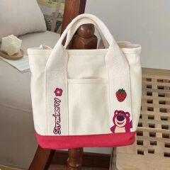 High Quality Hot Selling Canvas Recycled Reusable Bag Fashion Portable Storage Embroidered Canvas Tote Bag Lunch bag With Zipper Utility