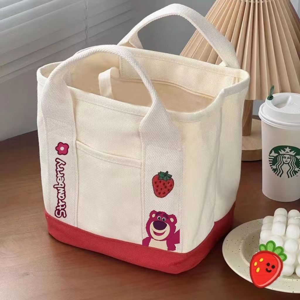 High Quality Hot Selling Canvas Recycled Reusable Bag Fashion Portable Storage Embroidered Canvas Tote Bag Lunch bag With Zipper Utility