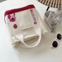High Quality Hot Selling Canvas Recycled Reusable Bag Fashion Portable Storage Embroidered Canvas Tote Bag Lunch bag With Zipper Utility