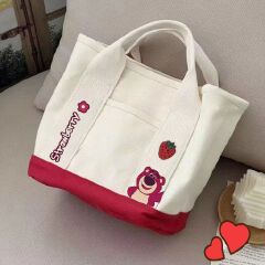 High Quality Hot Selling Canvas Recycled Reusable Bag Fashion Portable Storage Embroidered Canvas Tote Bag Lunch bag With Zipper Utility