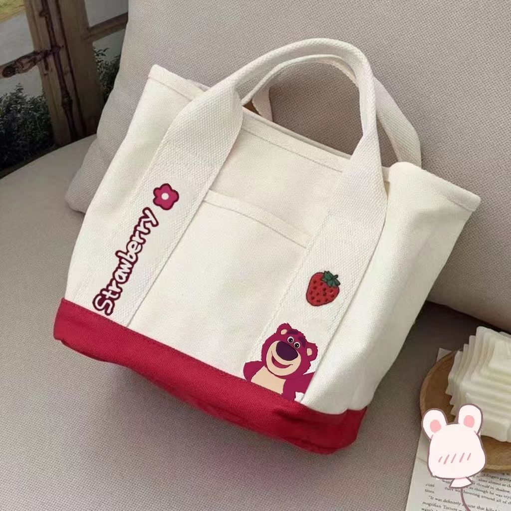 High Quality Hot Selling Canvas Recycled Reusable Bag Fashion Portable Storage Embroidered Canvas Tote Bag Lunch bag With Zipper Utility