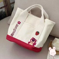 High Quality Hot Selling Canvas Recycled Reusable Bag Fashion Portable Storage Embroidered Canvas Tote Bag Lunch bag With Zipper Utility