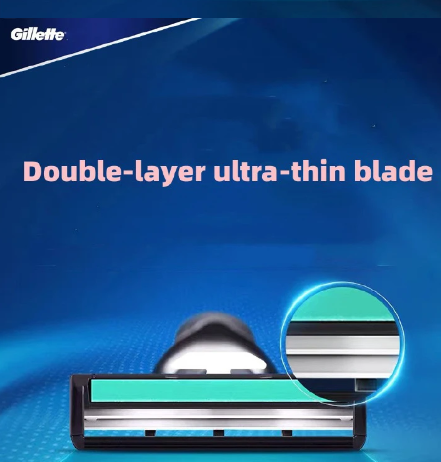 Genuine Gillette Weifeng manual double-layer Shaver Men's Traditional Shaver Centennial brand shaver Add 6 tool heads to 1 tool holder Care Hair Beard Silver normal Shaver