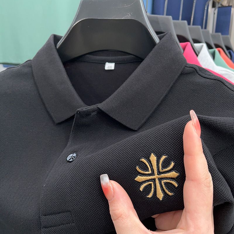 New summer men's short-sleeved t-shirt Korean version slim lapel POLO shirt trend bottoming shirt men's top Business Shirts Men's Shirts T-shirts Quick Dry Casual Men wear polyester&cotton boy t-shirt