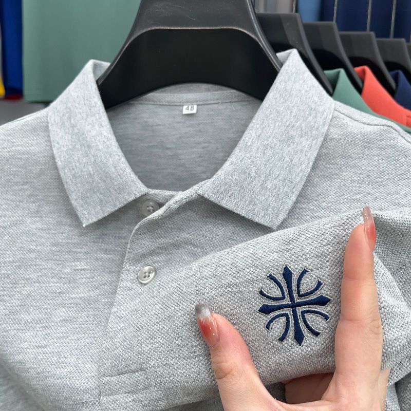 New summer men's short-sleeved t-shirt Korean version slim lapel POLO shirt trend bottoming shirt men's top Business Shirts Men's Shirts T-shirts Quick Dry Casual Men wear polyester&cotton boy t-shirt