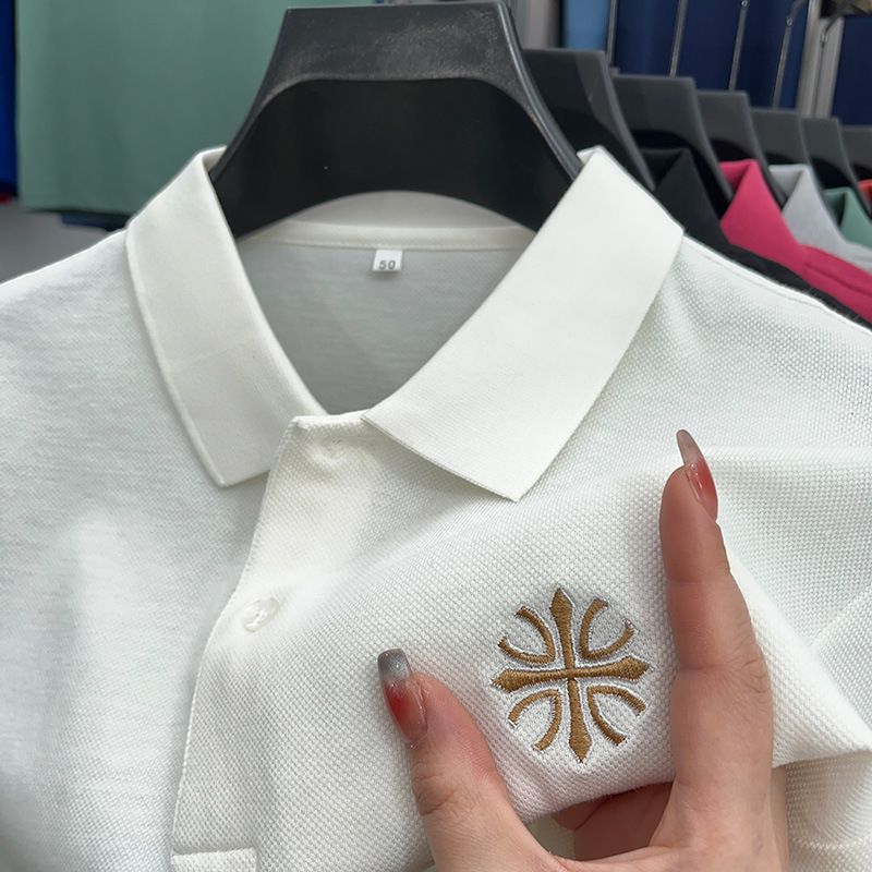 New summer men's short-sleeved t-shirt Korean version slim lapel POLO shirt trend bottoming shirt men's top Business Shirts Men's Shirts T-shirts Quick Dry Casual Men wear polyester&cotton boy t-shirt