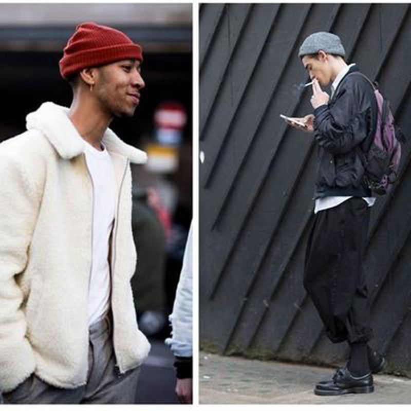 Fashion Hip Hop Beanie Knitted hat Men Skullcap Women winter Warm Brimless Baggy Melon Hats & Caps Autumn and winter short domed knitted wool hat Men's and women's warm pullover cold hat thin melon