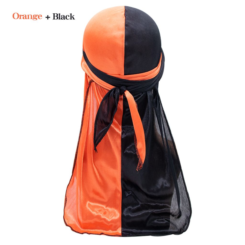 High Quality Double Color Headwraps Satin Hair Bonnets Two Tone Silky Durags Satin Long Tailed Headscarf Hat for Men Women
