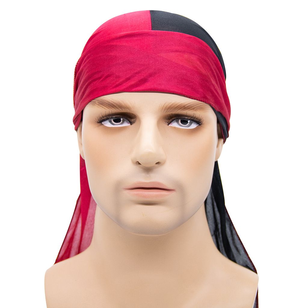 High Quality Double Color Headwraps Satin Hair Bonnets Two Tone Silky Durags Satin Long Tailed Headscarf Hat for Men Women