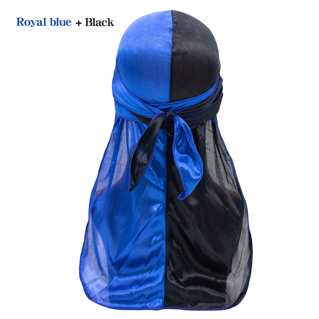 High Quality Double Color Headwraps Satin Hair Bonnets Two Tone Silky Durags Satin Long Tailed Headscarf Hat for Men Women