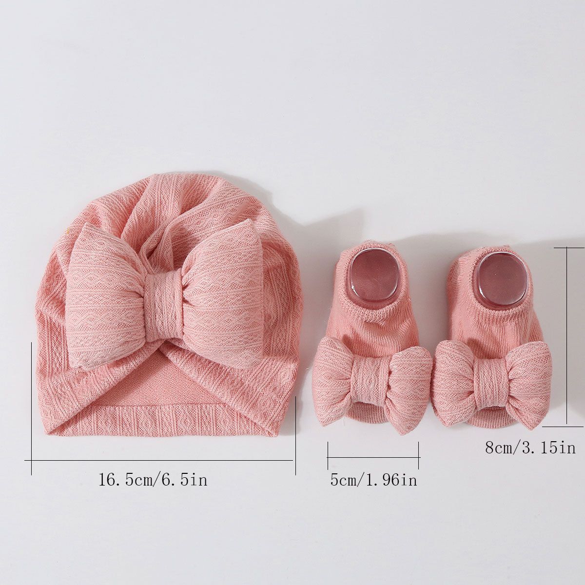 2pcs/set Hat and Socks Set Super Soft Knitted Cotton luxury baby turban caps sets hijab hair accessory headscarf Big Bow Socks baby hat Sleepwear cap head scarf for babies sleeping