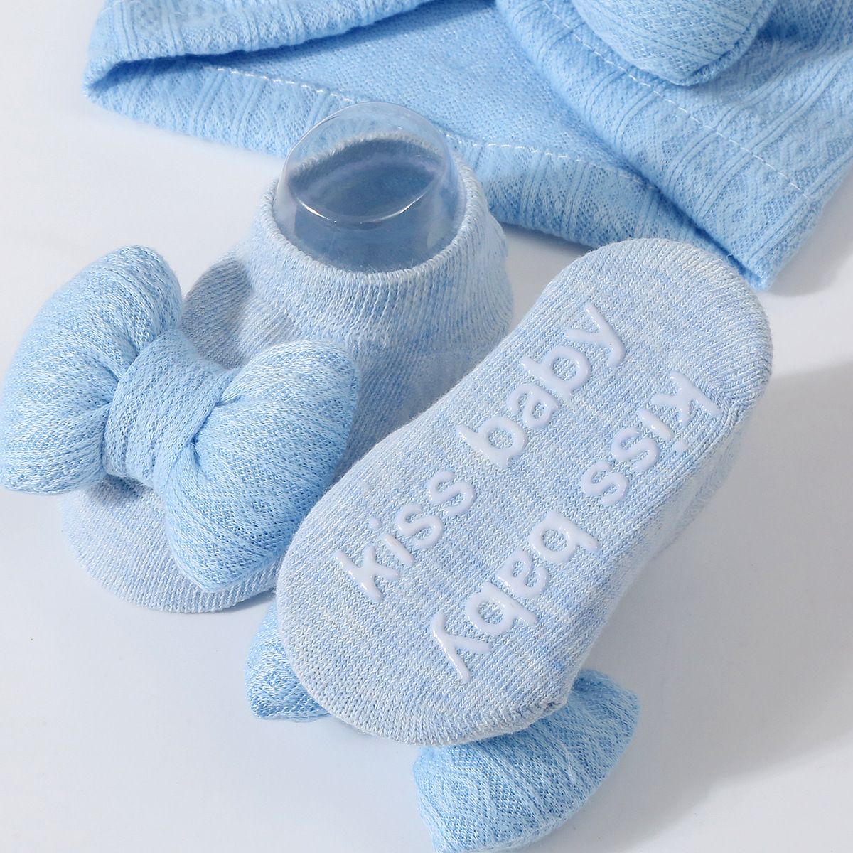 2pcs/set Hat and Socks Set Super Soft Knitted Cotton luxury baby turban caps sets hijab hair accessory headscarf Big Bow Socks baby hat Sleepwear cap head scarf for babies sleeping
