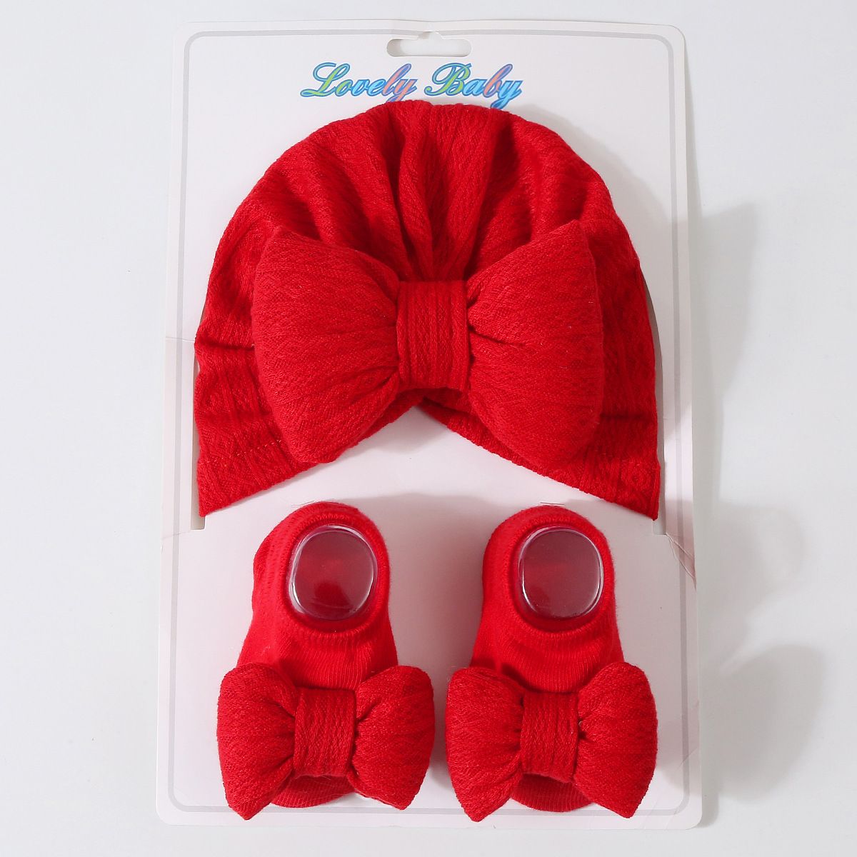 2pcs/set Hat and Socks Set Super Soft Knitted Cotton luxury baby turban caps sets hijab hair accessory headscarf Big Bow Socks baby hat Sleepwear cap head scarf for babies sleeping
