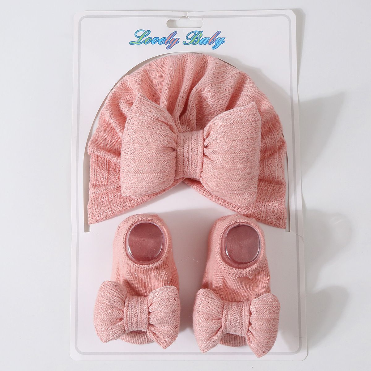 2pcs/set Hat and Socks Set Super Soft Knitted Cotton luxury baby turban caps sets hijab hair accessory headscarf Big Bow Socks baby hat Sleepwear cap head scarf for babies sleeping
