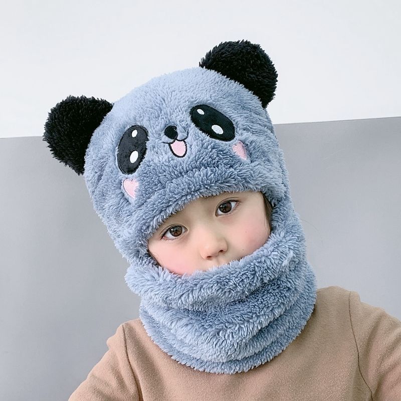 Autumn Winter Super warm Cartoon Plush Scarf Stuffed Animal Panda Toy Cap Fleece Warmth Adult Parent-Child Thicken Baby Hat