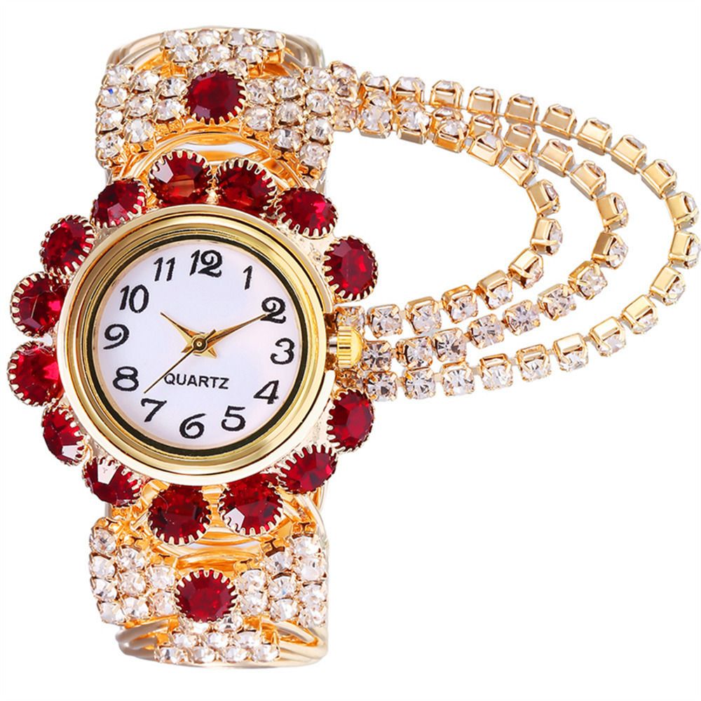New women's diamond studded stylish temperament quartz watches fashion alloy bracelet watches female Pink